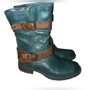 EARTH Everwood Moto Buckle combat Boots  Blue SZ 8